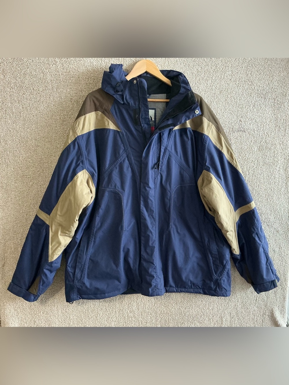 Polar Edge Platinum Series Men’s XXL Waterproof Ski Snowboard Jacket Blue Beige